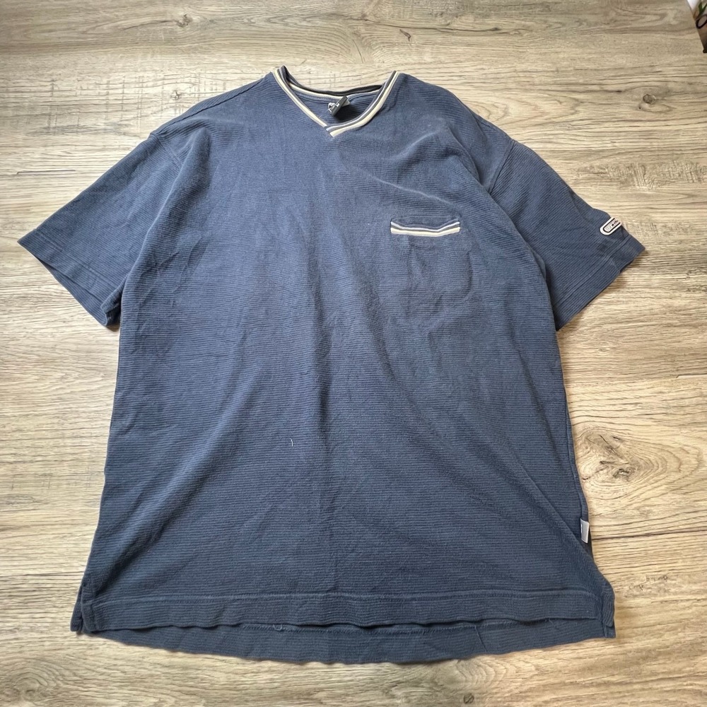 Levi's SilverTab Shirt Mens Medium Blue V-Neck Textured Pocket Vintage 90s Skate